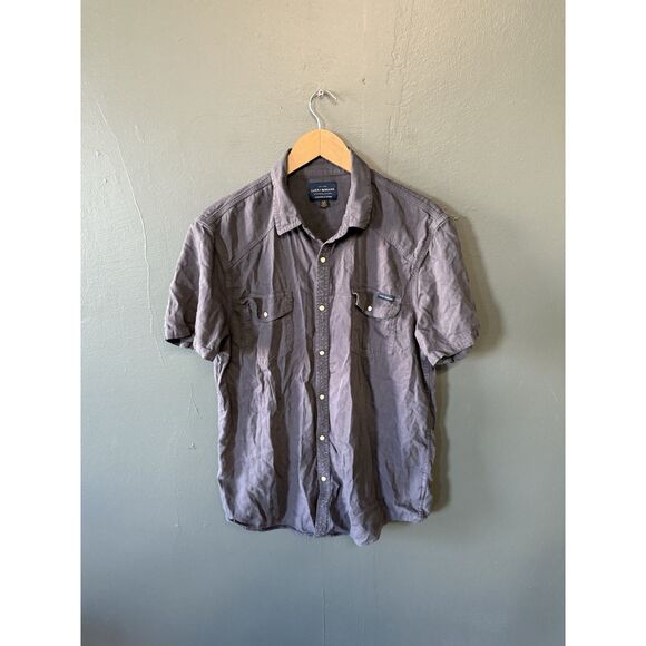 Lucky Brand Mens Gray Short Sleeve Button Up Shirt Size Large - Picture 1 of 3